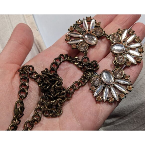 Funky Glam Y2K Style Floral Gemmed Statement Necklace (Missing Stone) - Picture 6 of 7